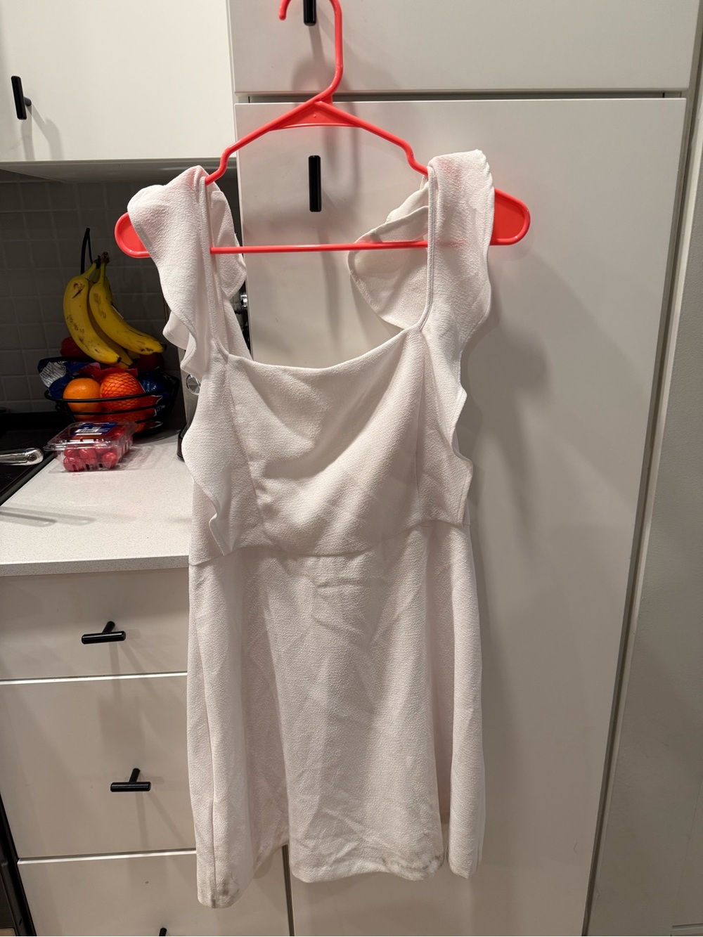 BCBGeneration White Mini Dress with Ruffle Straps